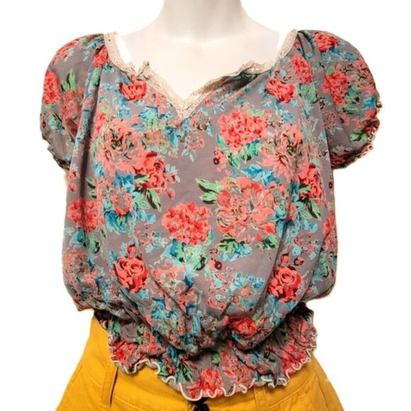 Free People Tops - Free People Multicolor Floral Crop Top Sz.XS-S